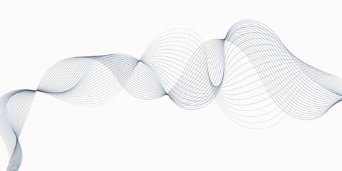 Poster - Abstract modern minimalist style design featuring flowing blue lines wavy pattern light against a clean white background.