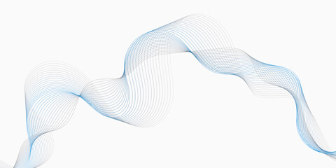 Poster - Abstract modern minimalist style design featuring flowing blue lines wavy pattern light against a clean white background.