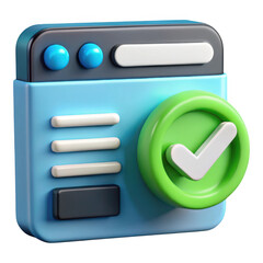 Fototapete - 3d rendered website approved icon isolated on transparent background