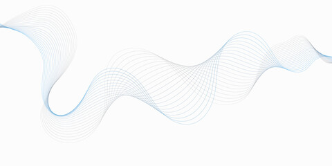 Poster - Abstract modern minimalist style design featuring flowing blue lines wavy pattern light against a clean white background.