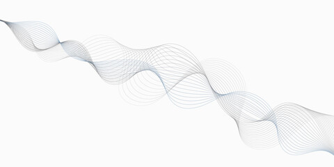 Poster - Abstract modern minimalist style design featuring flowing blue lines wavy pattern light against a clean white background.