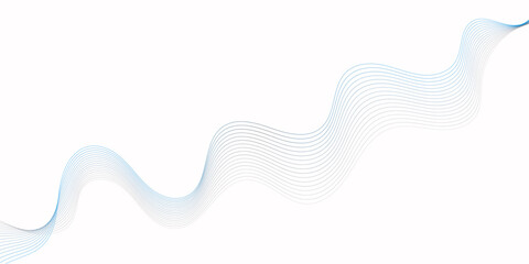 Poster - Abstract modern minimalist style design featuring flowing blue lines wavy pattern light against a clean white background.