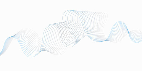 Poster - Abstract modern minimalist style design featuring flowing blue lines wavy pattern light against a clean white background.