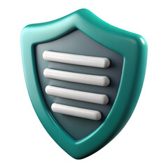 Fototapete - 3d rendered teal security shield icon isolated on transparent background