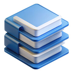 Fototapete - 3d rendered stack of blue books with bookmark isolated on transparent background