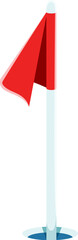 Poster - Cartoon number one as a red golf flag and hole, symbolizing game, competition and fun activities. Vector kids sport font, 1 typeface numeral, funny type for children education and mathematics learning