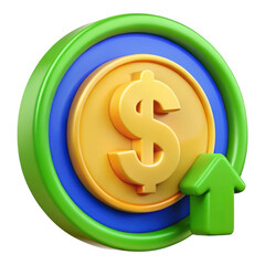 Fototapete - 3d rendered rising dollar value icon isolated on transparent background