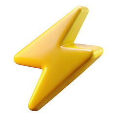 Fototapete - 3d rendered yellow lightning bolt icon isolated on transparent background