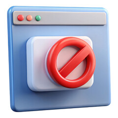 Fototapete - 3d rendered blocked website icon isolated on transparent background