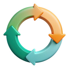 Fototapete - 3d rendered circular arrow process diagram isolated on transparent background