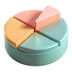 Poster - 3d rendered pastel pie chart isolated on transparent background