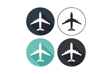 Poster - Airplane icon set collection with various black vector symbols and shapes