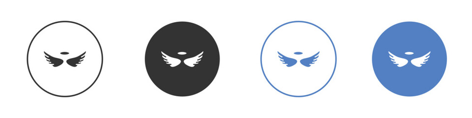 Angel icon collection for app in black and blue colors