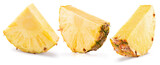 collection of pineapple slices isolated on a white background