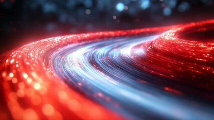 Poster - Red and white light trails sparkling dynamically in a dark environment
