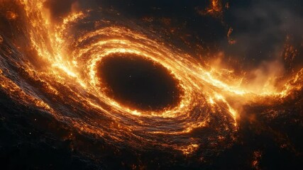 Poster - Fiery swirling vortex resembling a black hole in space, high resolution art
