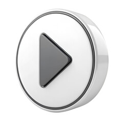 Poster - 3 D Render Dark Gray Play Button Icon White Circle
