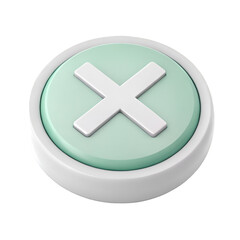 Poster - 3 D Render Mint Green Close Button Icon White Background