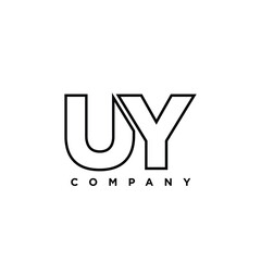 Aufkleber - Letter U and Y, UY logo design template. Minimal monogram initial based logotype.