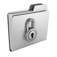 Poster - Silver 3 D Folder Icon Secured with Combination Lock
