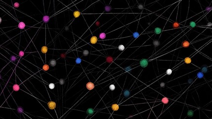 Fototapete - Emotion Map Displaying Interconnected Dots Representing Various Feelings, Showcasing a Vibrant Web of Human Emotions and Connections