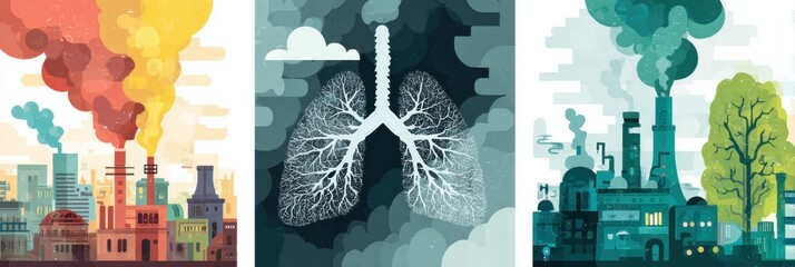 Aufkleber - Understanding Environmental Lung Risks Related to Pollution, Radon, and Asbestos Impact on Health
