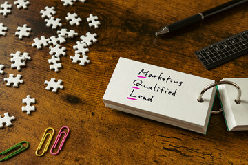Poster - There is word card with the word Marketing Qualified Lead. It is as an eye-catching image.