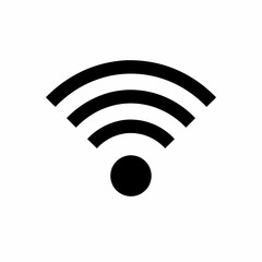 Aufkleber - This high-quality vector graphic features a solid black minimalist Wi-Fi signal icon with a base circle and three concentric arcs, all with fine details.