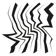 Poster - Zigzag wave icon. Abstract black shape. Curved geometry figure. Vector white background.
