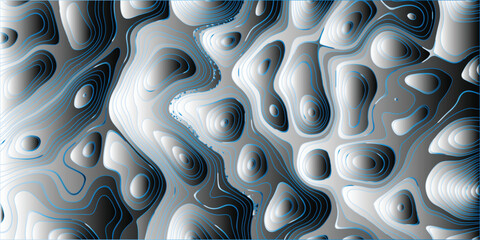 Aufkleber - Abstract gradient topographic map with blue contour lines on a metallic surface illustration for modern design concepts