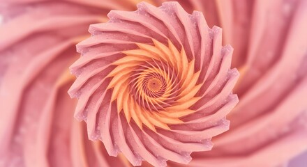 Fototapete - Abstract Spiral Pattern with Peach and Pink Tones - Vortex of Floral Design and Decorative Backdrop