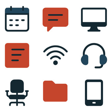 Nine officerelated icons arranged in a 3x3 grid alternating colors