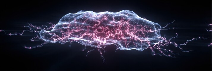 Leinwandbilder - Mind in Chaos With a Digital Storm of Electric Thoughts and Nerves Glowing in Vibrant Energy