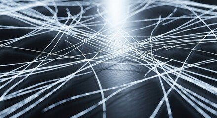 Wall Mural - abstract background with intersecting white lines creating a network pattern and central light sourc