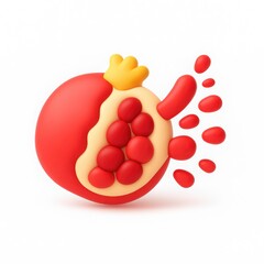 Poster - Red Pomegranate 3D Render Illustration
