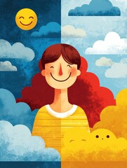 Aufkleber - Understanding Gratitude and Toxic Positivity Through Visual Contrast in Emotions and Expressions