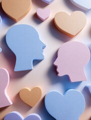 Aufkleber - Mind and Heart Symbols Overlap on a Pastel Field, Showcasing Harmony and Connection in a Creative Display