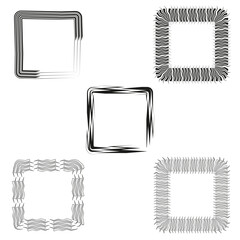 Leinwandbilder - Square frame set. Rough stroke symbol. Grunge vector outline. Abstract box shape.