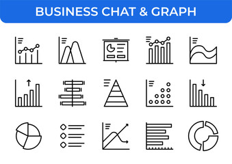Poster - Business Graph & Chat Vector Icon Set - Editable stroke - Chart, Graph, Presentation, Bar Chart, Line Graph, Area Chart, Pie Chart, Scatter Plot, Data, Analytics, Report, Growth, Statistics Icons