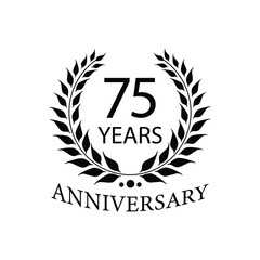 Poster - Black anniversary Laurel Wreath Badge – Vector Icon for Milestone, Celebration and Award Design of 25years.