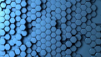 Aufkleber - A pattern of raised blue hexagons creates a modern, three-dimensional abstract background.