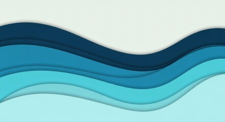 Ocean wave layering abstract illustration blue teal design
