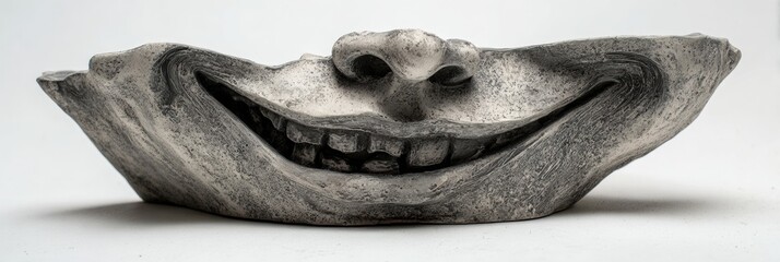 Aufkleber - Distorted Smile Sculpture Expressing Emotional Depth and Surrealism in Modern Art Installation