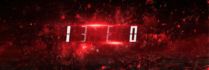 Aufkleber - Massive Digital Countdown Displayed Prominently on a Deep Red Background Signaling an Approaching Event or Game Moment