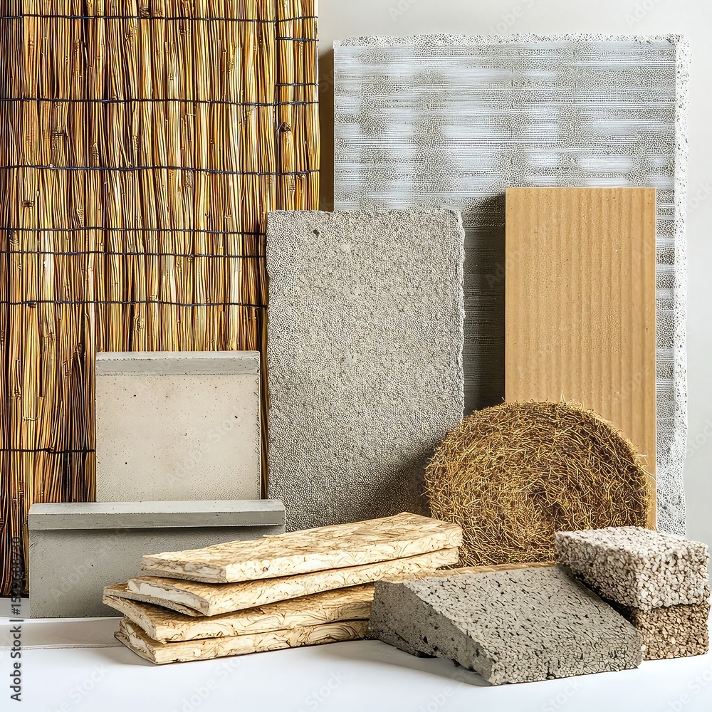 Carbon-free construction material example showing hempcrete bricks ...