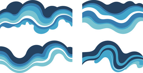 Poster - Vector blue wave illustration set abstract wavy lines design for background banner and decoration 100 editable stock vector illustration