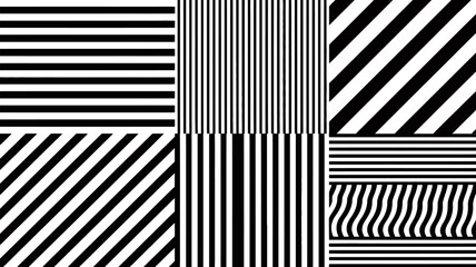 Poster - Black and white striped pattern background monochrome lines abstract geometric design minimal modern art graphic 100 editable stock vector illustration
