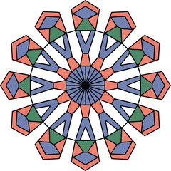 Poster - Abstract kaleidoscope pattern design vector illustration geometric art background mandala shape graphic image editable stock vector illustration