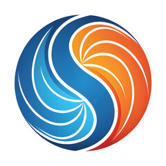 Poster - modern abstract logo design with blue and orange