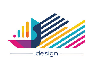 Poster - Abstract colorful geometric design logo isolated on white background
